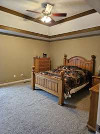 Beautiful tray ceiling in master bedroom.