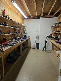 Workshop in basement.