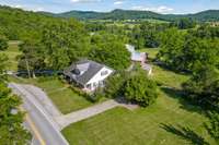 aerial view of farmhouse