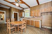 country kitchen with vintage flooring