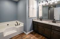 Primary bathroom with double vanities