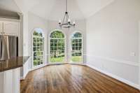 Vaulted ceiling in breakfast room and great natural lighting