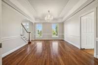 Dining room with detailed ceiling & trim