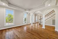 Living room with recessed lights