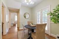 French doors lead out to the back patio off the Breakfast Room.