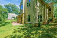 This view shows the lower level exterior door and patio.