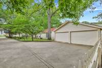 There are two detached garages.  This one sits directly behind the home.