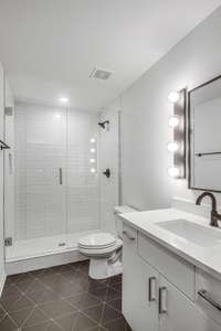 Guest room 4 bathroom located on the basement level.