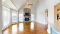 18X14 Gathering located off the kitchen and eat in dining area.  the 2nd indoor fireplace is located here.