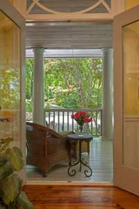 Looking out onto the front porch from the dining room.