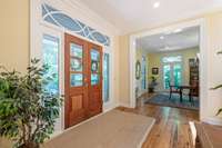 Looking into the dining room which is to the left of the foyer.