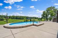 Stealth pool has built in umbrella areas