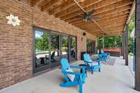 Basement level:  covered patio area with hot tub