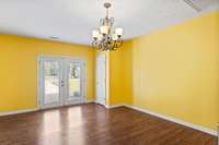 Garage converted to an extra large master bedroom with outside entry