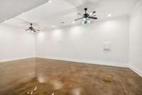 Daylight basement with polished concrete floors