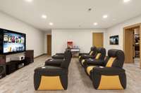 The room for large ideas | Staged as a Media Room.