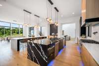 LED lighting under the cabinets.  Double Dishwashers / Miele Appliances.