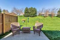 Nice back patio to enjoy your morning coffee or tea. Or perhaps a glass of wine to unwind in the evening.