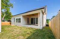 Privacy fence and private backyard.