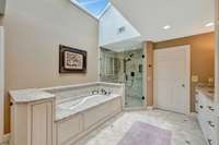 Gorgeous natural light from bathroom skylights.