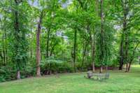 Fully private treed backyard.