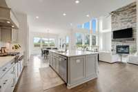 View from the Kitchen to the living and dining areas