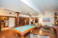 Billiard room, with a view to the left of the wet bar