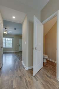 This view you're looking into the great room and the powder room in the kitchen.