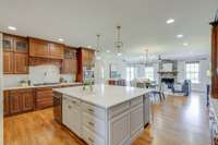 Open Kitchen with large island and family room.