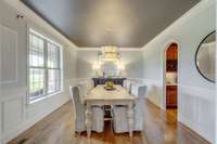 Large formal dining room with bar area.