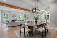 View of the living room from the dining area.