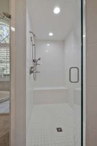 Tile walk in master shower//