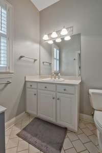 Guest bed bathroom with walk in shower..