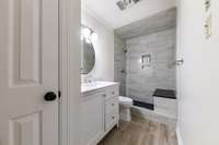 Newly remodeled bathroom on the main floor with a Gorgeous shower!