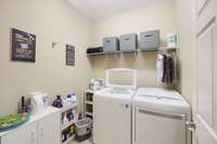 Laundry room located in back hallway off kitchen