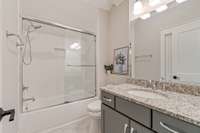 Upstairs bathroom with granite countertops