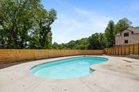 Large, kidney-shaped salt water pool (35 x 15)