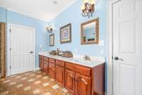 Primary bath with double sinks.