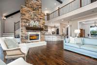 Family Room with Double Fireplace