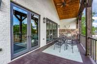 From the Family Room walk straight out and enjoy the outdoor fire place and eating area