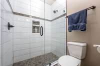 Full tiled shower in Jack and Jill bathroom