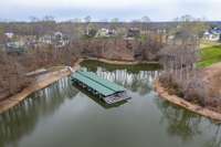 Aerial view of Fanning Bend, the home is the first house into the bend on the right and the deeded dock #1 is first dock on the right (one of nine commercial docks).