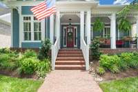 Brick paver walk way welcomes you to deep and dreamy front porch