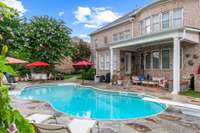 8 ft heated saltwater pool with diving board