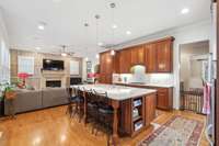 Updated kitchen with new quartz countertops, backsplash, and Blanco double-basin sink