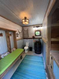 Pool Cabana bathroom with changing area.