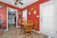 Breakfast room- linoleum flooring, ceiling fan