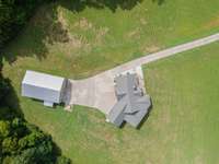 Aerial view of home and shop