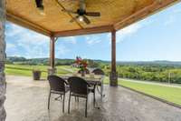 view from the kitchen door onto the covered patio.