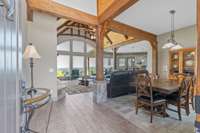 Beautiful open floor plan with vaulted ceilings and full length windows in the living room